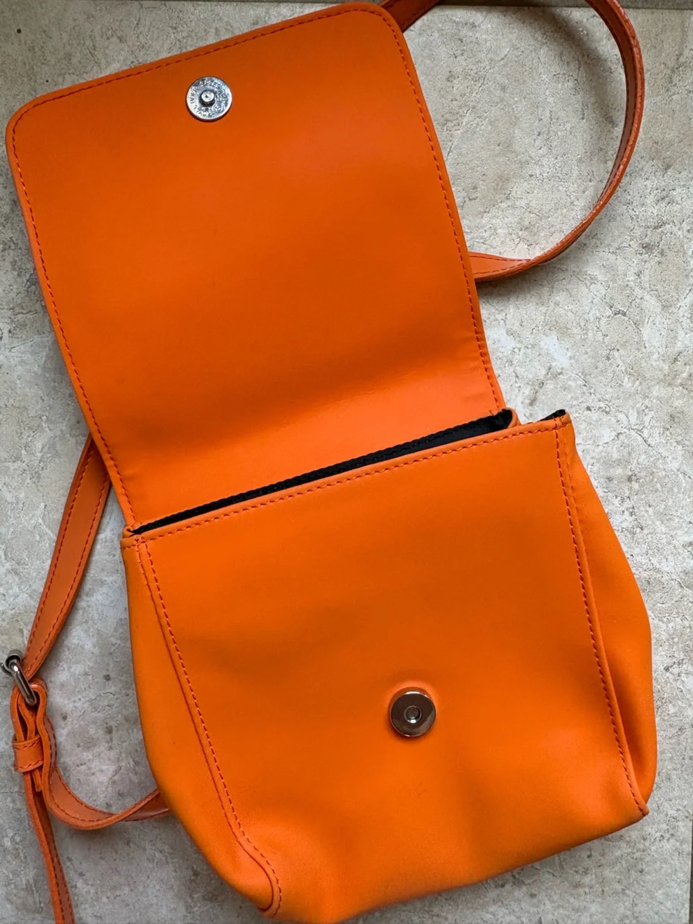 Nine West Orange Crossbody with Metal Logo Plaque